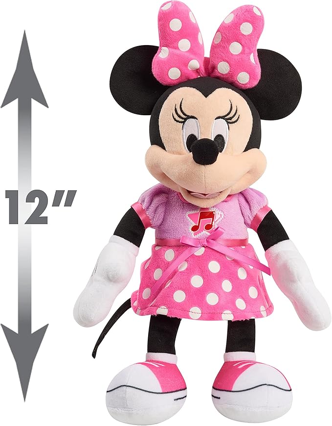 Disney Junior Mickey Mouse Funhouse Singing Fun Minnie Mouse 13 Inch Lights and Sounds Feature Feature Plush, Sings Bowtoons Theme Song, Kids Toys for Ages 3 Up by Just Play