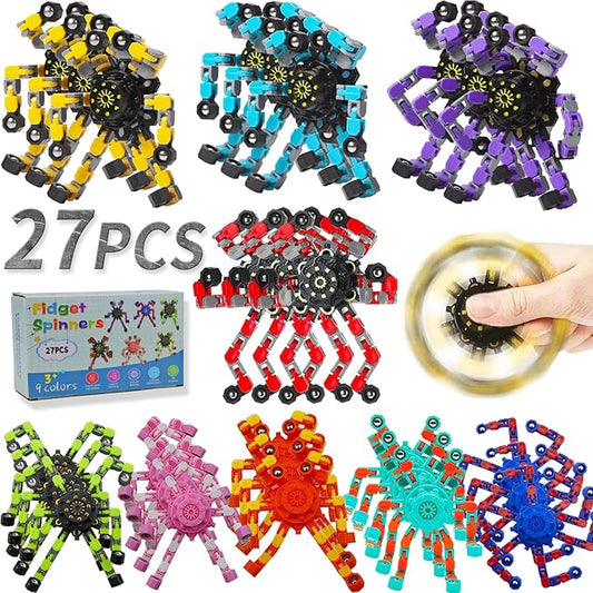 Transformable Fidget Spinners 27-Pack – Sensory Toys for Kids & Adults with ADHD, Autism, Anxiety Relief