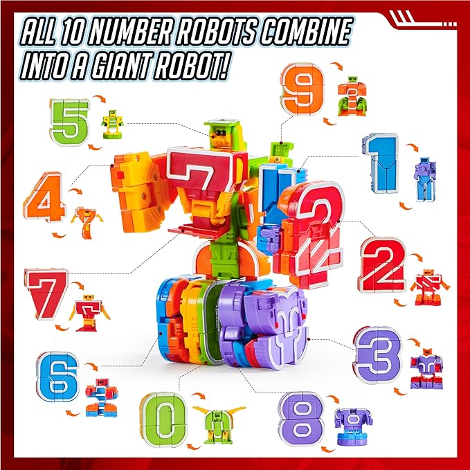 JOYIN 10 Pcs Number Bots Educational Toys, Number Bots, Action Figure Learning Toys, Christmas Birthday Gifts for Kids Boys Girls 3 4 5 6 Years Old