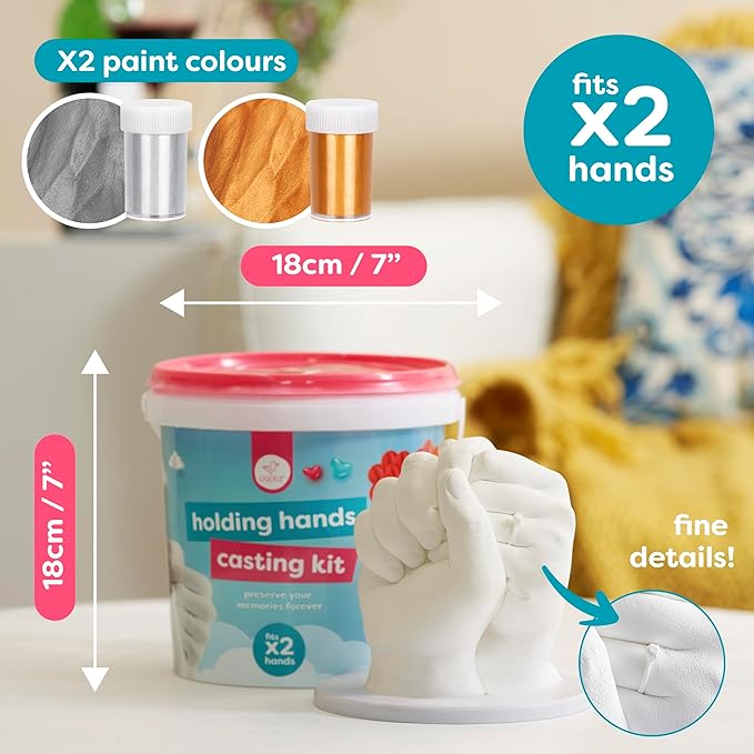 chuckle Holding Hand Casting Kit for Couples with Base & Paints, Hand Sculpture Hand Molding Kit, Hand Mold Kit Couples Activities - Gift for Fathers Day, Women for Wedding, Anniversary, Valentines