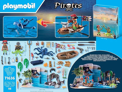 PLAYMOBIL Pirates 71636 Advent Calendar: Pirates, 24 Surprises, Including Two Figures and a Giant Octopus Advent Calendar 2024, Magical Toys for Boys and Girls Ages 4