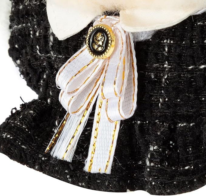 17cm Doll Clothes for labubu - Luxury Chic Style Set for 17cm Dolls, Premium Doll Outfit with Accessories - Black Plaid Tweed Dress + White Necktie + Plaid Bow (Clothes Only)