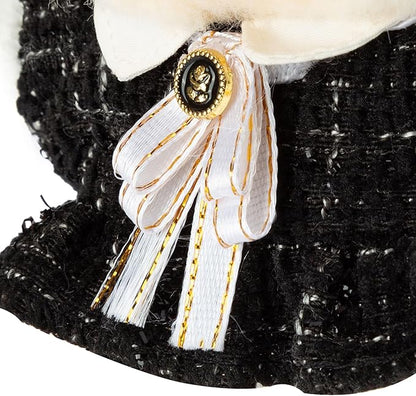 17cm Doll Clothes for labubu - Luxury Chic Style Set for 17cm Dolls, Premium Doll Outfit with Accessories - Black Plaid Tweed Dress + White Necktie + Plaid Bow (Clothes Only)