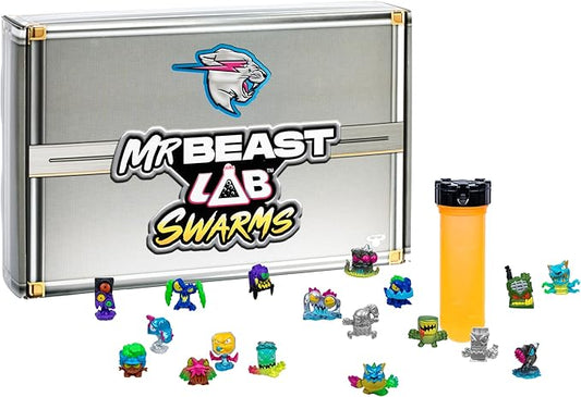 MrBeast Lab Swarms Series 2 Atomic Cash Case– 18-Pack Collectible Micro Beasts, Includes Exclusive Ultra Rare & Special Edition Figures, Reveal 2 with Water & Shake Test Tube, 1" Figures for Kids 5+