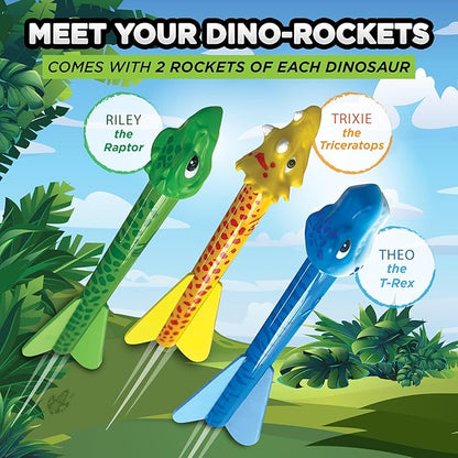 Stomp Rocket Dino-Soar Rocket Refills, 6 Rockets - Replacement Dinosaur-Themed Soft Foam Rockets for Launcher - Fun Backyard & Outdoor Kids Toys Gifts for Boys & Girls
