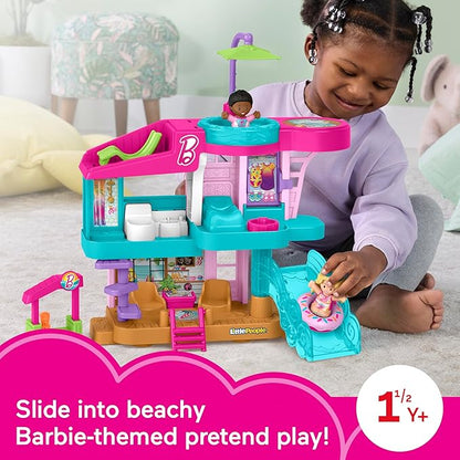 Fisher-Price Little People Toddler Toy Barbie Beach House Playset, Figures and Accessories for Preschool Pretend Play Kids Ages 18+ Months