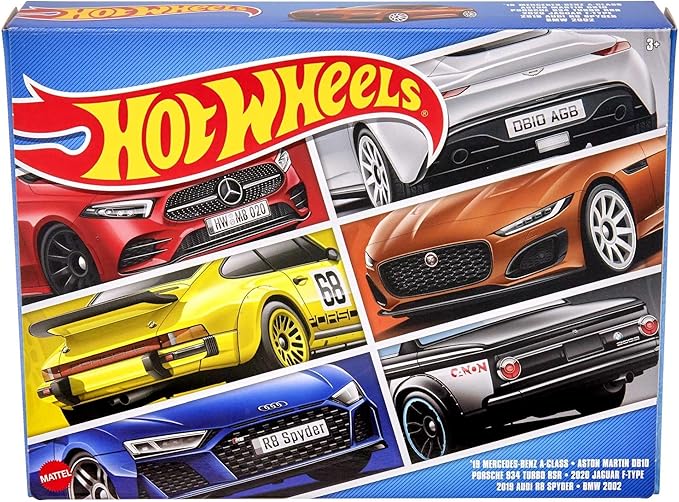 Hot Wheels European Car Culture Multipack - 6 Toy Cars in 1:64 Scale Tribute to The European Automotive Industry, Gift for Children from 3 Years and Collectors, HLK51