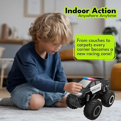 GoBang 1:16 Amphibious Cyber Police Car Monster Truck Toys Remote Control Car Waterproof Rc Cars 4WD All Terrain Off-Road Trucks for 6 7 8 9 10 11 12 Year Old Boys Girls Gifts Presents