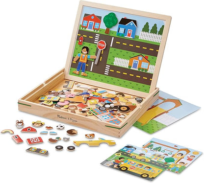 Melissa & Doug Wooden Magnetic Matching Picture Game with 119 Magnets and Scene Cards Magnetic Book Scenes for Kids Ages 3+