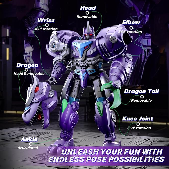 Transforming Toys Figures-Robot Toys for Boys, Action Figure for Kids 5 + Birthday Dinosaur Toys for Kids 5-14, ABS Metal Texture-Part of Alloy