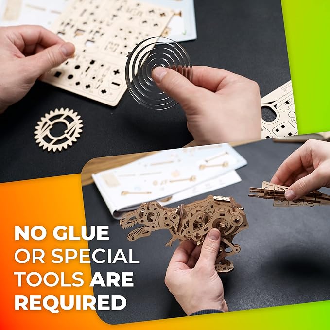 UGEARS Tyrannosaurus Rex 3D Wooden Puzzles for Adults - Wooden Model Kits for Adults D Rex Dinosaur Puzzle Kit Mechanical Models Automaton Kit Brain Teaser, Hobby Set Home Decoration