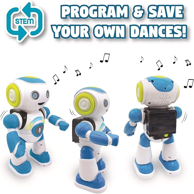 LEXiBOOK - Powerman Jr. Smart Interactive Toy Robot That Reads in The Mind Toy for Kids Dancing Plays Music Animal Quiz STEM Programmable Remote Control Boy Robot Junior Green/Blue - ROB20EN