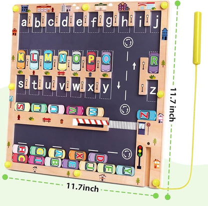 Wooden Magnetic Alphabet Maze Letter Puzzle, Montessori Fine Motor Skills Toys for Boys Girls 3 4 5 Years Old, ABC Learning Toys for Kids Age 3+, Christmas, Birthday Present