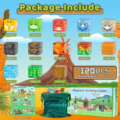 1 inch Magnetic Blocks - 120PCS Magnetic Toy Set, STEM Montessori Sensory Toys for 3+ Year Old Boys & Girls, Creative Construction Toys Gift for Toddlers Kids