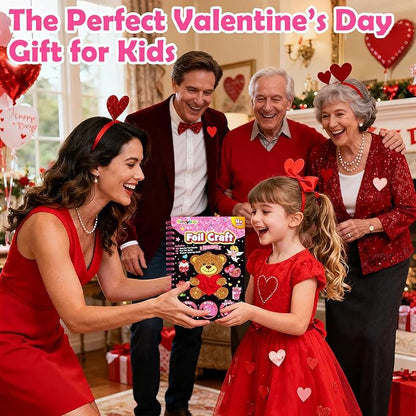 FUNNYB&G Foil Art Craft Activity for Kids - Gift for Girls Boys Crafts for Kids Fun Art Supplies DIY Creative Travel Toy, Birthday Gift Party Favor Toys for Girls 4 5 6 7 8 9 Years Old(Valentine's)