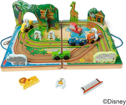 Melissa & Doug Disney Take-Along Safari Adventure Wooden Play Set with Built-in Tracks – 20 Pieces | Mickey Mouse, Minnie, Wooden Toy for Boys and for Girls 3+ - FSC Certified