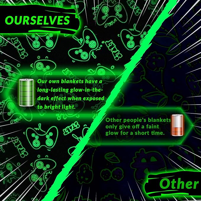 Gamer Gifts Toys for Kids Boys Boyfriend Glow in The Dark Game Blanket for Boys Gaming Gamepad Presents Birthday Christmas Easter