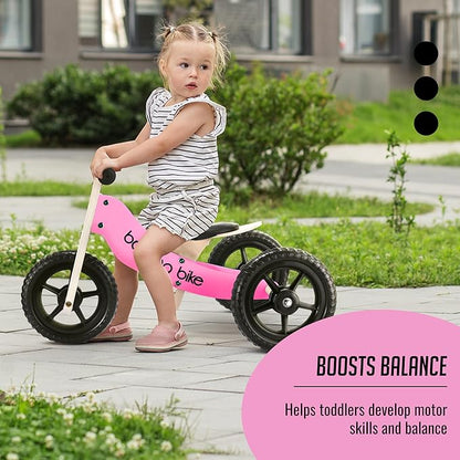 banana bike Wooden Balance Bike - Trike for Toddlers - Ages 6 Months to 6 Years - Long Service Life - Teaches How to Balance and Pedal, Pink Version - 10.23x3.46x3.46 inches
