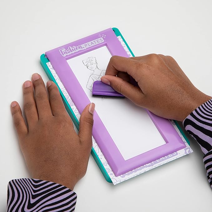 PlayMonster Fashion Plates My Style – Girls Mix-and-Match Drawing Kit, Arts and Crafts, Coloring, Art Supplies, Craft Supplies, Stencils, Crayons Included, Create Your Own Designs, Ages 6+