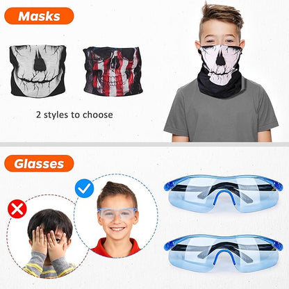 Kids Tactical Vest Kit for Nerf Guns Series with Refill Darts,Dart Pouch, Reload Clips, Tactical Mask, Wrist Band and Protective Glasses,Nerf Vest Toys for 4 5 6 7 8 9 10 11 12 Year Boys(2 Pack)