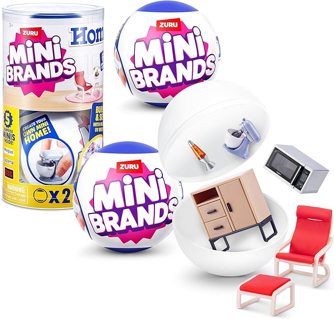 Mini Brands Home capsule (2 Pack) by ZURU, Surprise Home with Collectible Minis, Blind Packaging, Home Themed Collectibles