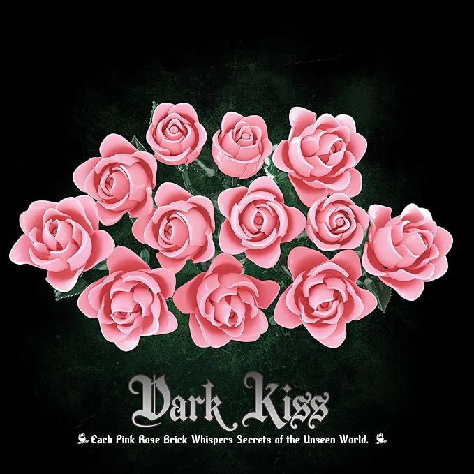 Pink Rose Bouquet Building Set, Compatible with Lego Flowers for Adults - Botanical Collection Gift for Valentines - Artificial Home Retro Decor