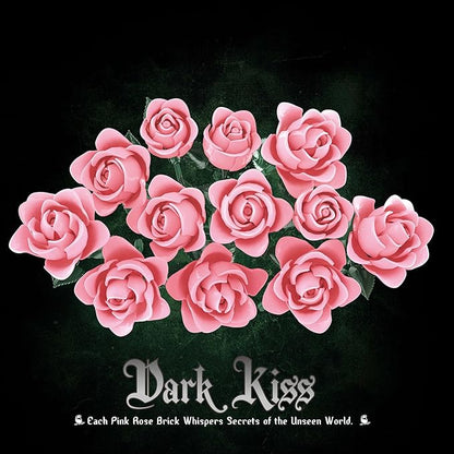 Pink Rose Bouquet Building Set, Compatible with Lego Flowers for Adults - Botanical Collection Gift for Valentines - Artificial Home Retro Decor