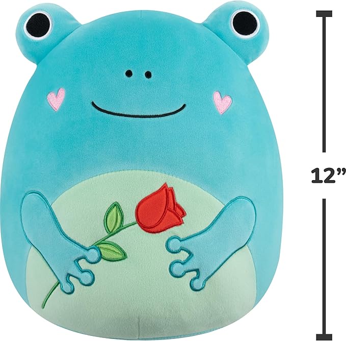 Squishmallows Original 12in Ludwig The Teal Frog Holding Rose – Official Jazwares Valentine’s Day Plush (Medium-Sized)