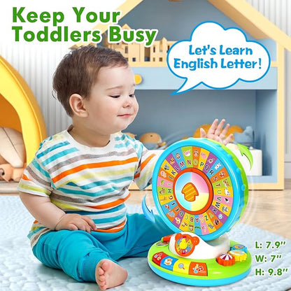 Toys for 1 2 3 Years Old Boys Girls, Musical Spin & Sing Alphabet Zoo with Lights & Sounds, Learning Educational Toys for Toddler 1-3, Christmas Birthday Gifts for Baby Kids Age 6-9-12-18 Months