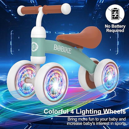 Baby Balance Bike Toys for 12-36 Months Kids Toy Boy and Girls Gifts Toddler Best First Birthday Gift Children Walker No Pedal Infant 4 Wheels Bicycle (Colorful, Green-Light)