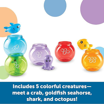 Learning Resources Peekaboo Fishbowl Friends, 10 Pieces, Ages 18 Months+, Learning Toys, Baby Toys, Educational Toys,Fish Toys,Animal Toys,Bath Toys