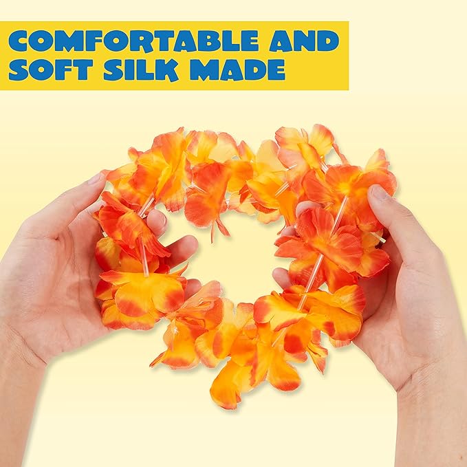 JOYIN Toy 60 Counts Hawaiian Leis Bulk, Tropical Flower Lei Hawaiian Lei Beach Hawaii Luau Party Favors Decoration Birthday Party Supplies