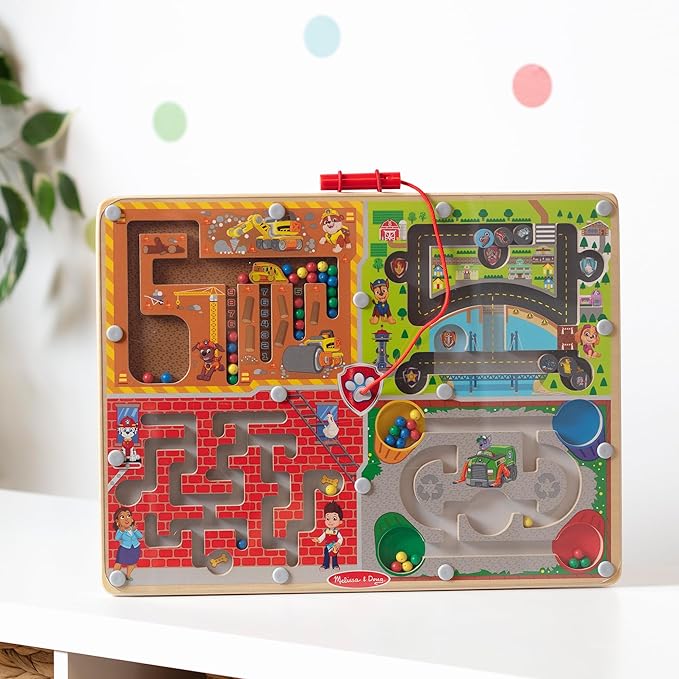 Melissa & Doug PAW Patrol Wooden 4-in-1 Magnetic Wand Maze Board - FSC Certified