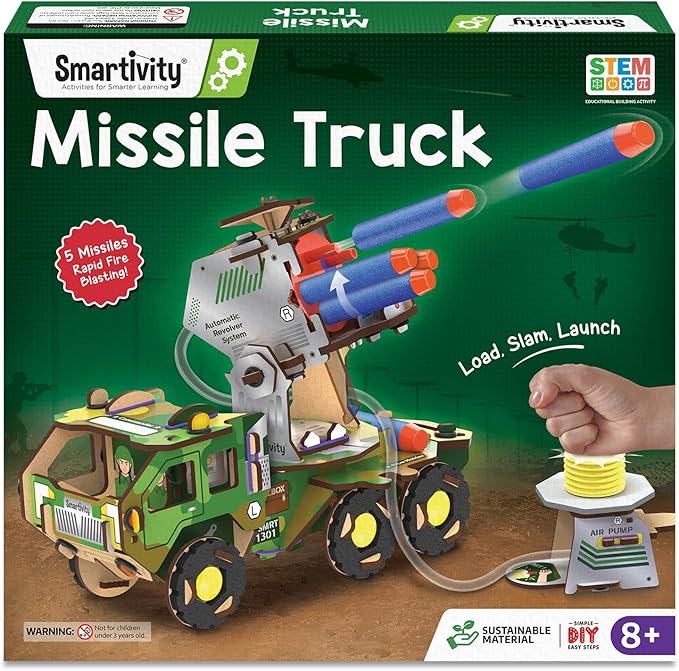Smartivity Missile Truck - STEM Toy for Kids | Build Your Own Millitary Truck with Air-Powered -Rotating Launcher | Birthday Gift for Smart Kids | Toy for Boys & Girls Ages 8,9,10,11,12,13,14 Years