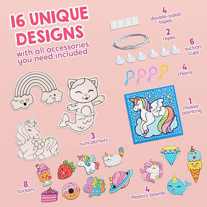 Klever Kits 16 Projects Gem Painting, Kids Diamond Gem Painting Kit with 5D Gem, Arts and Crafts for Girls Ages 6-12, Gem Craft Activities Kits (Fantasy)