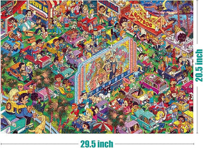 ANTELOPE 3 in 1 1000 Piece Puzzle Bundle - Dog Park, Drive in Movie, Roller Coaster - 1000 Piece Jigsaw Puzzle, Cartoon Style, 15 Years and Up