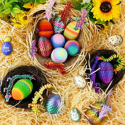 12PCS 3D Printed Dragon Eggs with Dragon Inside, Unique Fun Gifts Cool Stuff Cool Gadgets for Men Teens Boy Gifts, Mini Articulated Easter Basket Essentials for Kids