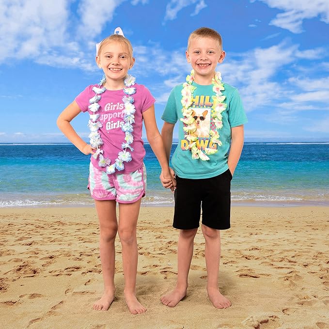 JOYIN Toy 60 Counts Hawaiian Leis Bulk, Tropical Flower Lei Hawaiian Lei Beach Hawaii Luau Party Favors Decoration Birthday Party Supplies