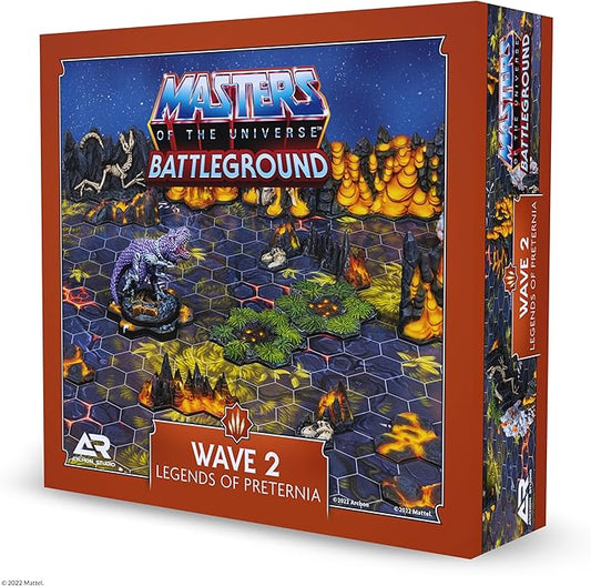 Archon Studio Masters of The Universe Battleground RPG Wave 2 Legends of Preternia Expansion Set - Includes Game Board, Terrain Pieces, Tyrantisaurus Miniature and More - Ages 14 Years +