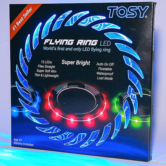 TOSY Flying Ring - 36 RGB Multicolor or 12 Monocolor LEDs, Super Bright, Lost Mode, Auto Light Up, Valentine Easter Gift for Kid/Teen/Boy/Girl, Safe, Waterproof, Pool/Beach/Camping Toy