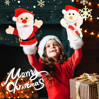 Hopearl Plush Christmas Santa Claus Hand Puppet with Open Movable Mouth for Imaginative Play, Role Play, Interactive Toy for Storytelling Teaching Puppet Theater, Gift for Kids Boys Girls, Red, 16''