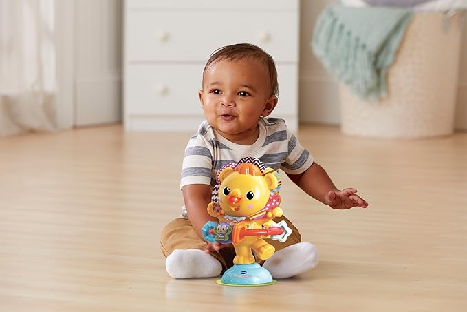 VTech Twist and Spin Lion, Music Toy for Sensory Play, Educational Toys for Kids, Baby Interactive Toy with Lights and Songs, Suction Cup, Suitable for Boys and Girls 6 Months +, English Version