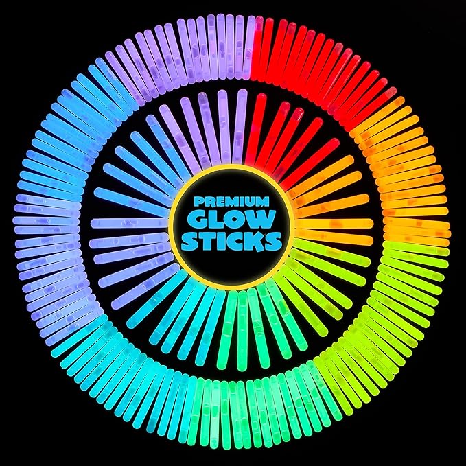 JOYIN 200 Mini Glow Sticks(1.7"), 8 Colors, Glow in The Dark for Easter Eggs Party Favors,Easter Basket Stuffer Party Pack, Weddings Classroom Decorations Prizes