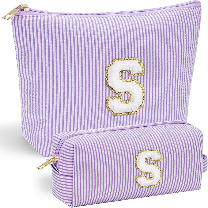 YOOLIFE Christmas Gifts for Teenage Girls Stocking Stuffers for Teen Girl Initial Makeup Bag | Cosmetic Toiletry Bag | Birthday Gift for 9 10 11 12 13 Years Old | Teen Girl Gifts Trendy Stuff Purple S