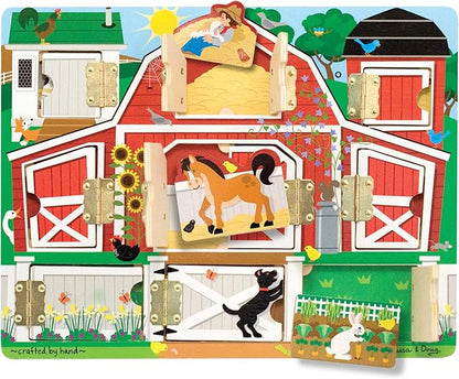Melissa & Doug Hide and Seek Farm Wooden Activity Board with Barnyard Animal Magnets