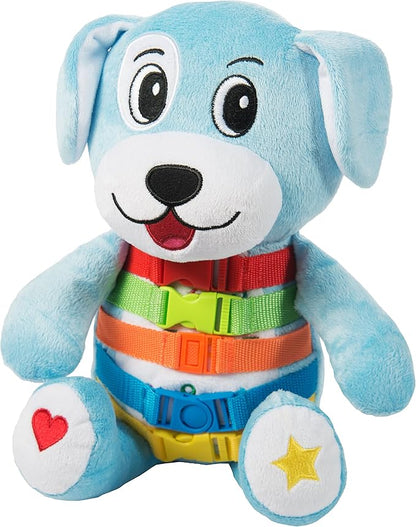 Buckle Toys Barkley Dog Plush Toys for Toddlers 1-3 Animal Sensory Toy to Develop Fine Motor Skills and Learn Shapes and Colors, Travel Essentials for Kids, Includes Storage Pocket for Small Items