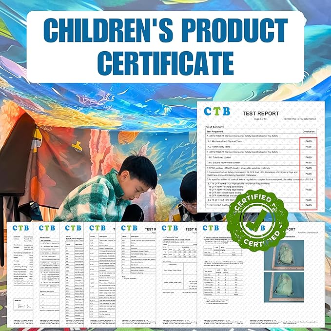 Magic Fort Building Kit for Kids - Large Lightweight Blanket Fort Making Kit Clips with CPC Certification - Portable Playhouse Play Tent Fort - Indoor/Outdoor Girls/Boys Toys Ages 4-5 6 7 8-12