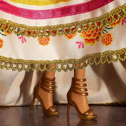 Barbie Signature Doll, Día De Muertos 2025 Collectible in Ruffled Cream Gown Trimmed with Marigolds and Ribbon, Flower Crown and Calavera Face Paint