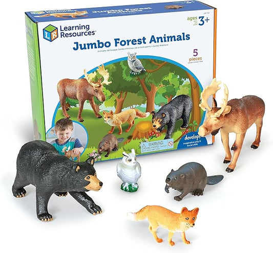 Learning Resources Jumbo Forest Animals - Fine Motor Skills for Children , School Figurines for Kids, Montessori Toddler, Imaginative Play , Party Favors, Social Skill Toys, Zoo Figures