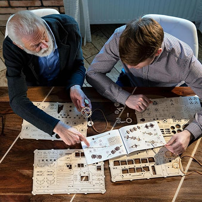 WOODEN.CITY Steampunk 3D Puzzle Clock – DIY Mechanical Wall Clock Kit for Adults – Unique Engineering Gift and Vintage Décor - 3D Wooden Puzzles for Adults